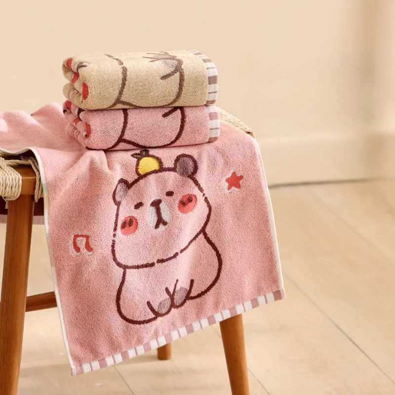 

Cute Capybara Cotton Towel Soft Absorbent Face Towel for Daily Use Skin Friendly Quick Dry Bathroom Towel Perfect Gift for Kids