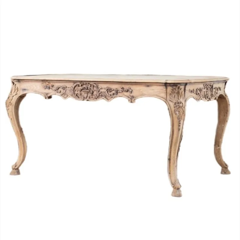 

Обеденный стол из массива дерева, прямоугольный обеденный стол в европейском стиле ретро, антикварный обеденный стол в американском стиле для небольшой квартиры