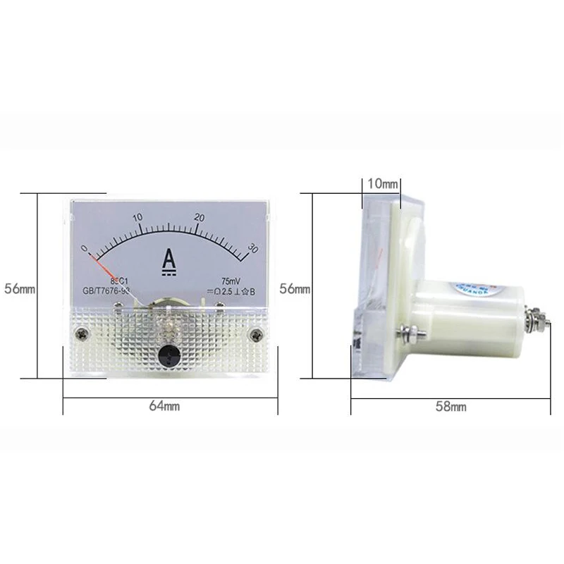 85C1 Ammeter dc Analog Current Meter Panel Mechanical Pointer Type 1/5/10/20/30/50/100/200/300/500mA A Ua