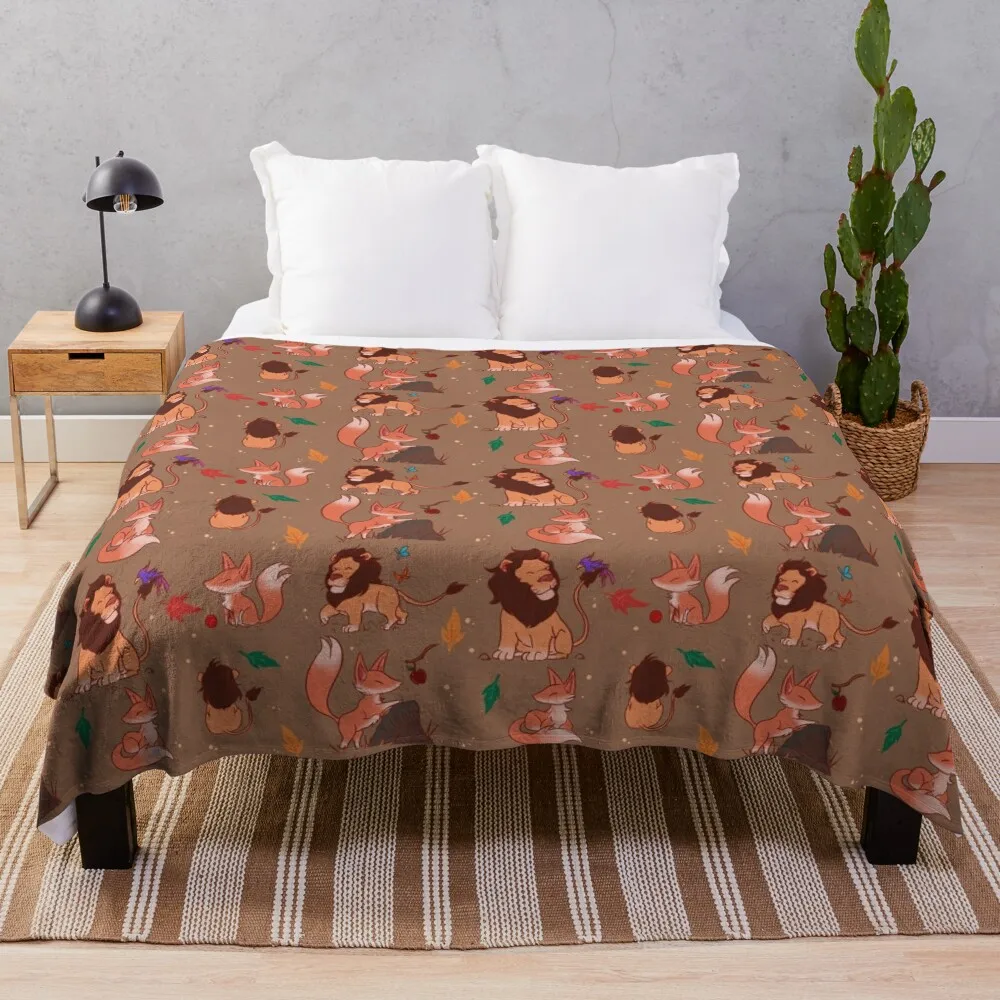 

Fox & Lion - Cyan Orange Throw Blanket Decorative Sofa For Sofa Thin warm for winter Blankets