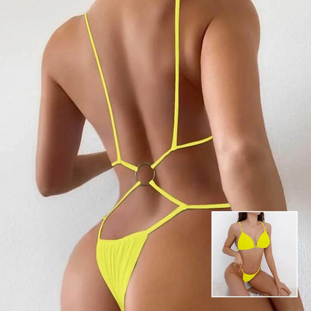 

Brand New Fashion Beach Summer Swimwear Swimsuit Solid Color Stretchy Thongs G-string Ladies Siamese Underwear