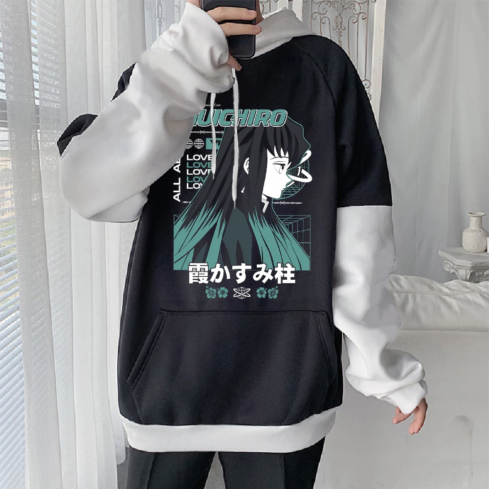 Tokitou Muichirou Print Hoodie Demon Slayer Sweatshirt Men Women Streetwear Spring Long Sleeves Fleece Hooded Pullover Clothing