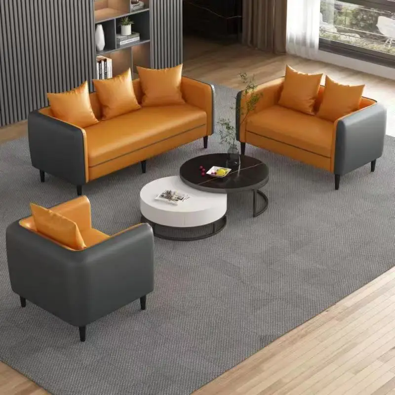 Sofa, living room, small apartment, billiard hall, hotel apartment, modern simple barbershop, rental room, disposable leather