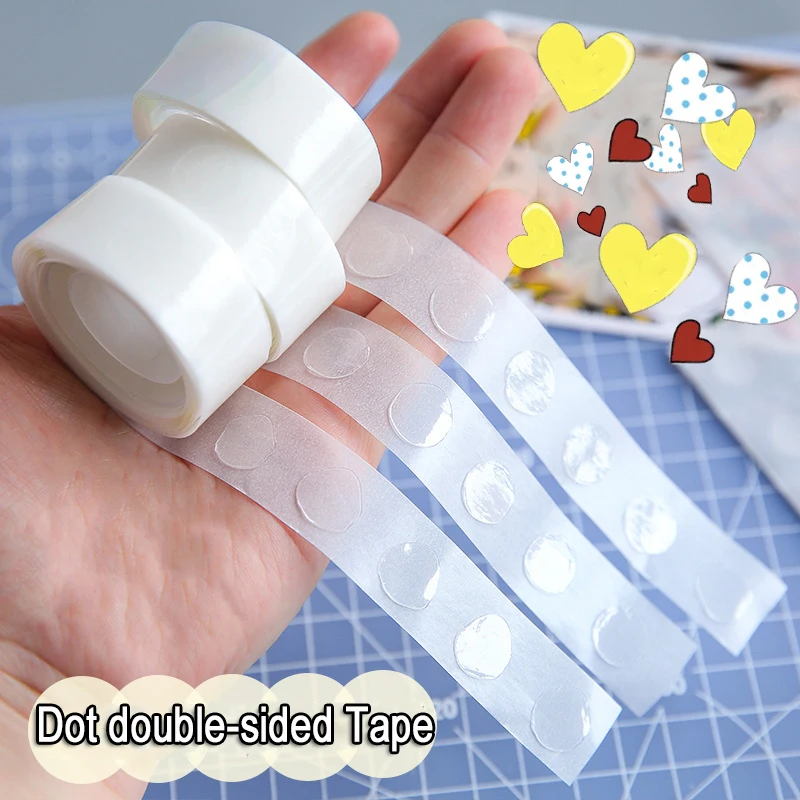 

100pcs/Roll Transparent Dots Glue Removable Double Sided Tape Adhesive for Paste Scrapbook Journal Photo Memo Pad Household