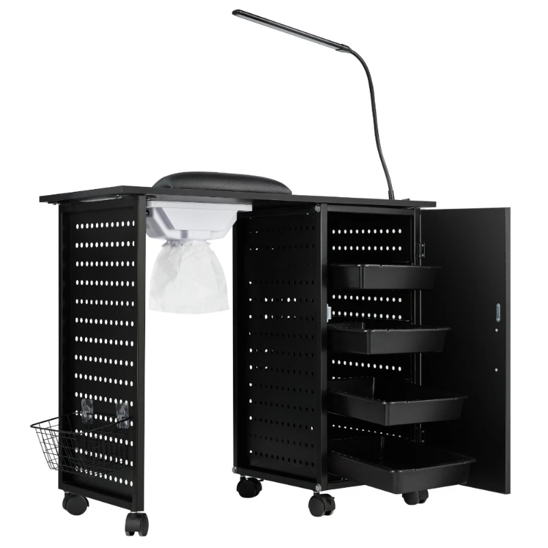 Table de manucure portable simple multifonctionnelle, métal noir spécial, bureau à ongles, beauté exquise, meubles de table de manucure, HD50ZJ