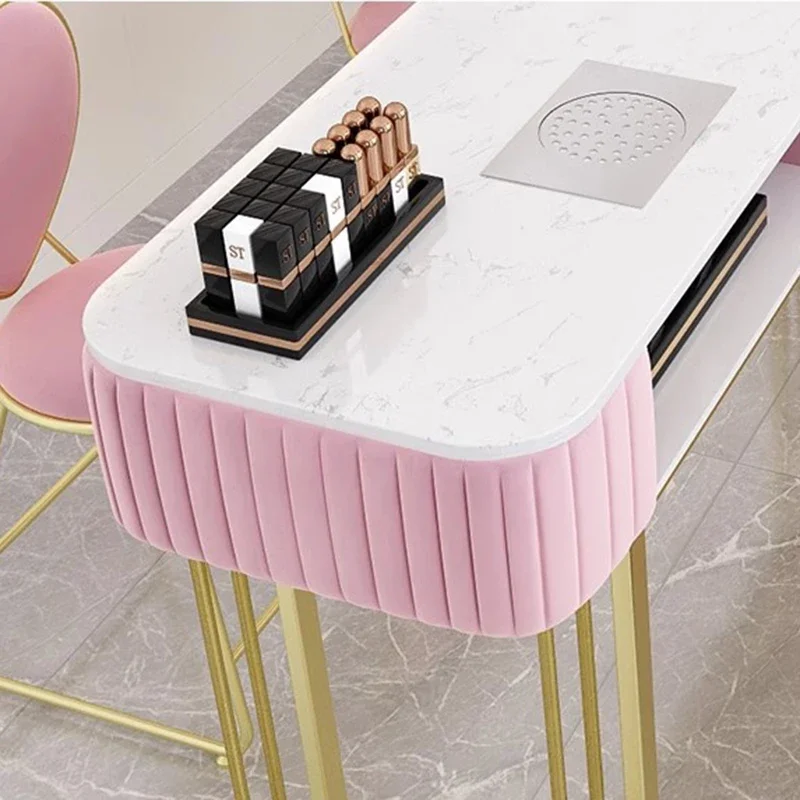 Nordic Dressing Manicure Table Golden Multifunction Storage Marble Tabletop Nail Tables Luxury Salon Furniture Nail Desk LLMT