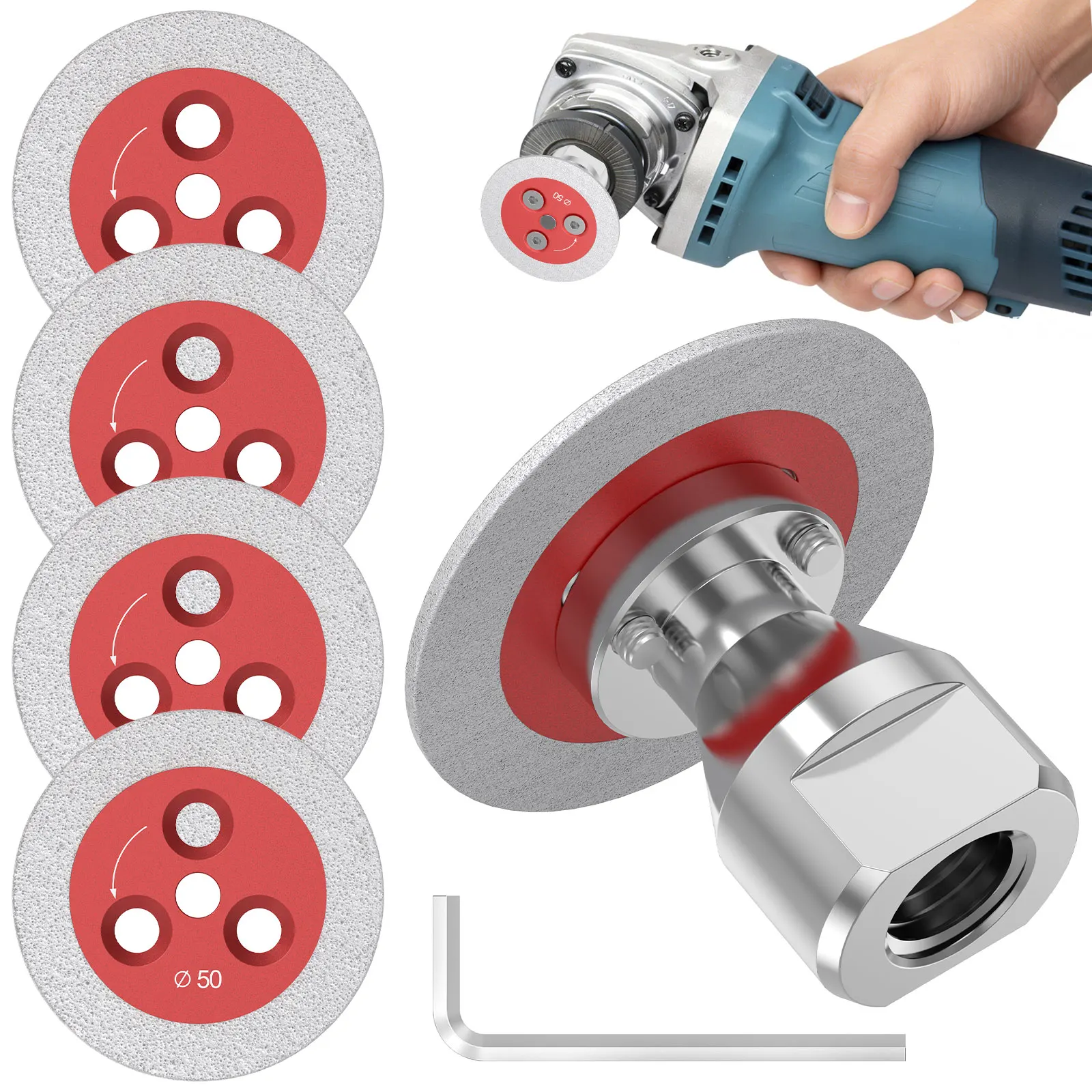 

Mini Diamond Engraving Saw Blade 5 Pcs 2 Inch Cutting Disc with 1 Pc 5/8''-11 Thread Flange for Marble Granite Artificial Stone