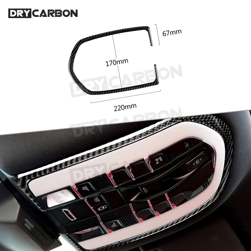 

For Porsche Macan 2015-2018 Carbon Fiber Car Interior Roof Reading Lamp Light Trim Frame Cover Sticker Accessories