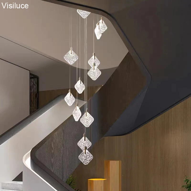 Postmodern LED Chandelier Pendant Lighting Duplex Staircase Suspended Hanging Lamp Decor Villa Hotel Loft Attic Luminaires