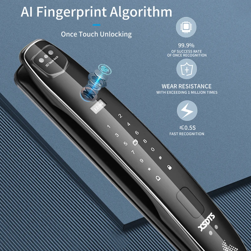 Imagem -05 - Face Smart Door Lock Monitor de Câmera de Segurança Senha de Impressão Digital Inteligente Biométrico Chave Eletrônica de Desbloqueio 3d