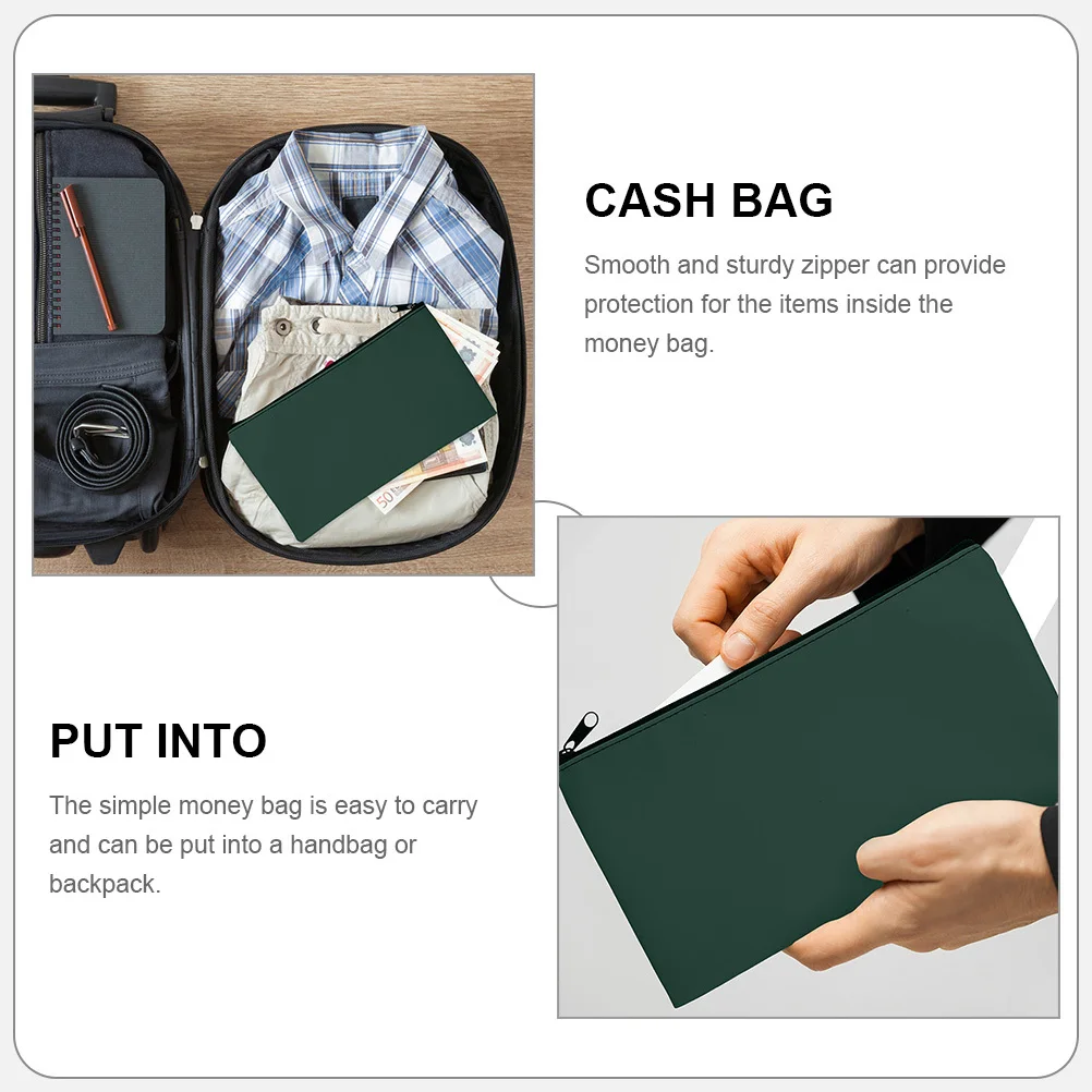 

3pcs Zipper File Bags Large Capacity Pu Money Bag For Cash Coins Checks Receipts Pencil Pouch Organizer Storage Wallet