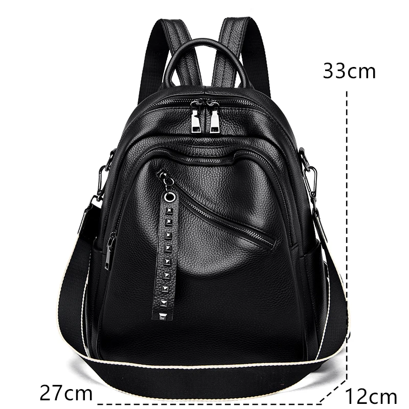 Luxury Women Genuine Leather Backpack Casual Ladies Shoulder Bag Fashion Large Capacity Travel Female Quality Cowhide Knapsack