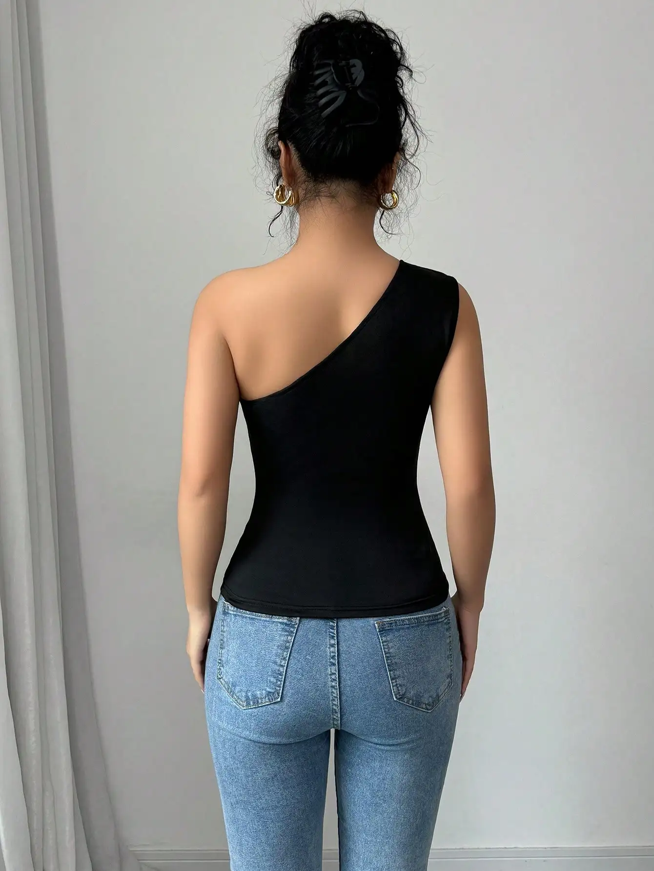 Top de moda con lazo sin mangas y un hombro para mujer, ropa Sexy para discoteca Y2K, camiseta sin mangas asimétrica con espalda descubierta para verano, estilo callejero para mujer
