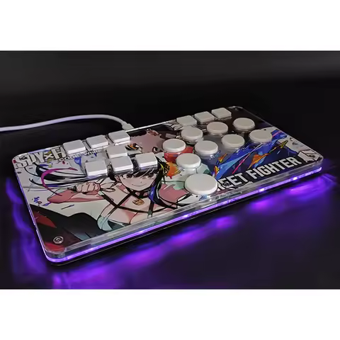 Right Hand/Left Hand RGB Game Controller Reverse Direction Console Fighting Game Mini Keyboard For PC,PS3,PS4,Switch,Android