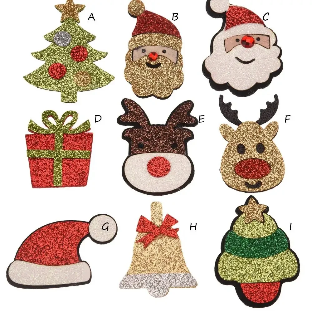 25pcs/lot Christmas Snowman Deer Tree Candy Pattern DIY Hair Accessories for Girls Party Decoration New Year Pads Mujer