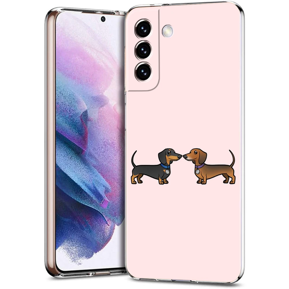 Phone Case For Samsung Galaxy S24 Ultra S23 FE S22 S20 S21 5G S10 S9 Plus S10E S8 Soft Clear Dachshund Sausage Dog Cover