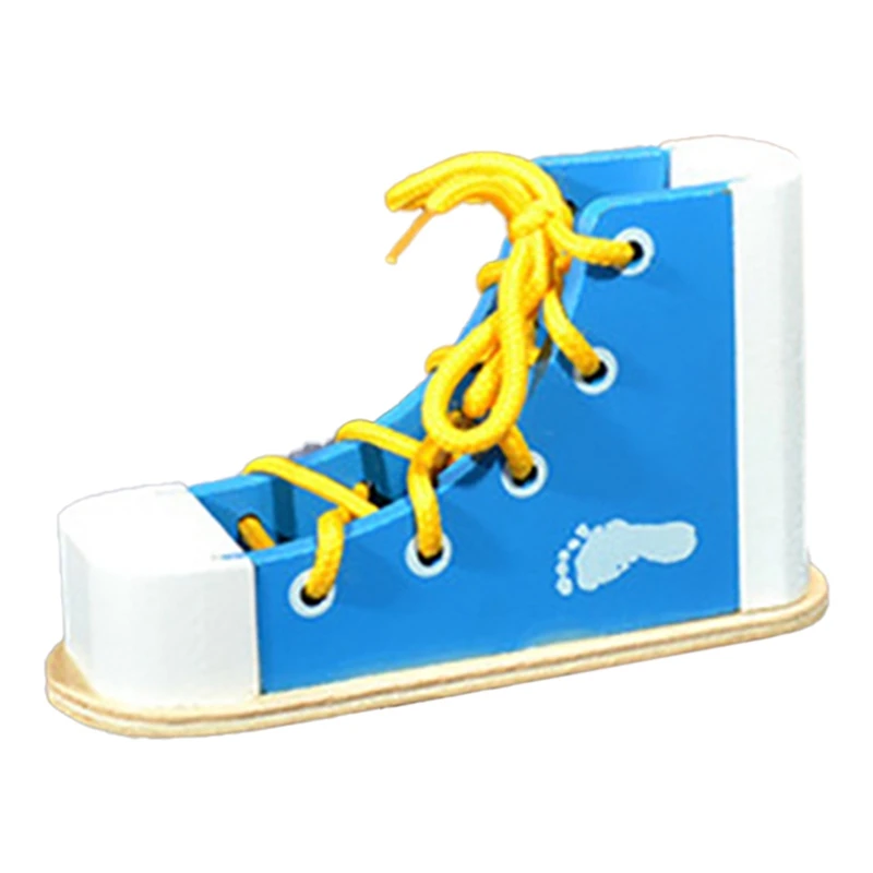 Tie Shoelaces Threading Kid Handicraft Educational Wooden Toy Wood For 3 4 6 10 Year Old Boy Girl