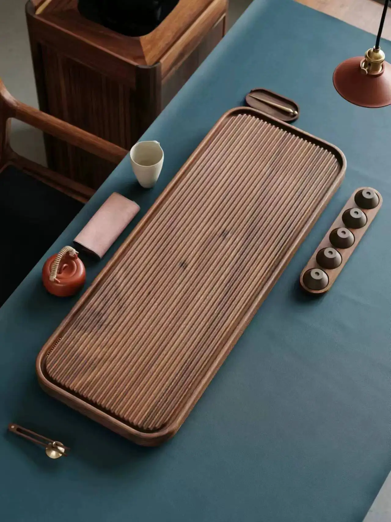 A Black Walnut Tray For Home Use, Solid Wood Large Tea Table, Modern Simple New Chinese Style, Drainage Type Rectangular Shape