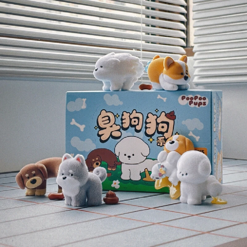 【Auf Lager】 Stinky Dog Serie Blindbox Beflockte Hundefigur Niedliches Haustiermodell Schreibtischdekoration Zufällige Mystery-Box Szenenbaurequisite