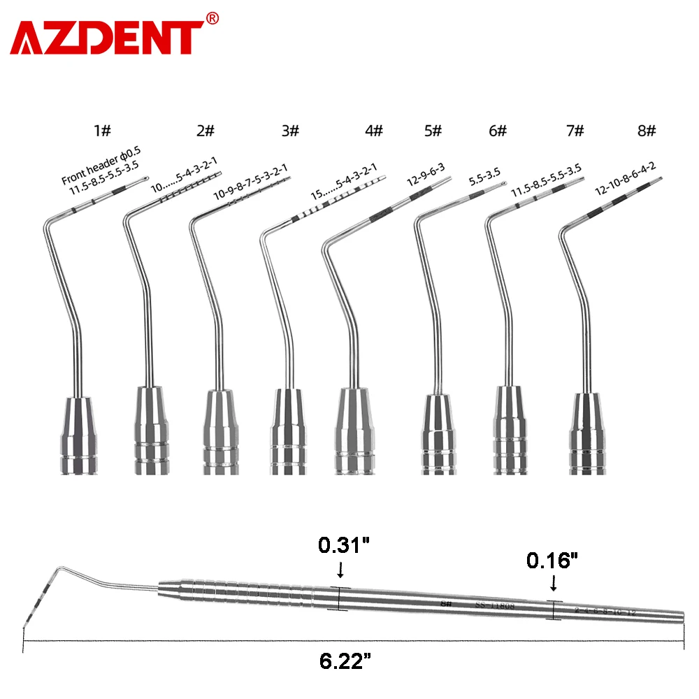 

1 шт., стоматологический пародонтальный зонд со шкалой, инструмент из нержавеющей стали, эндодонтическое оборудование, зонд 1/2/3/4/5/6/7/8 # Длина 16см