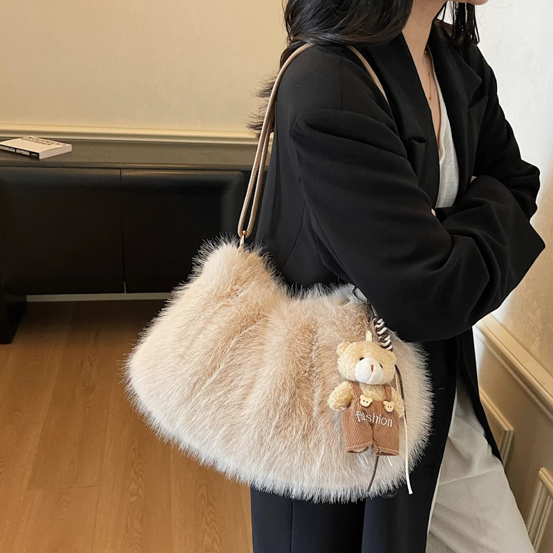 

Легкая роскошная модная персонализированная высококачественная плиссированная сумка через плечо с облаком, осень 2026, новая плюшевая женская сумка, модная