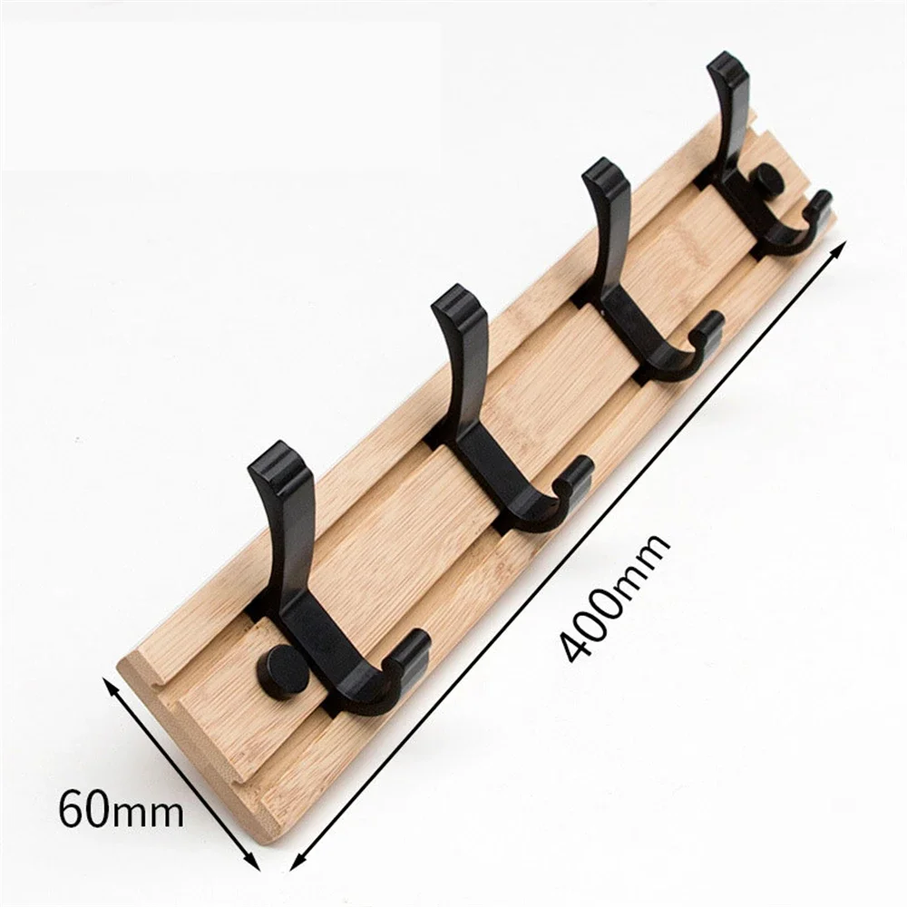 Nordic Bamboo Wall Mounted Coat Rack with Removable Hooks Clothes Hangers Hat Key Storage Holder for Hallway Furniture Hanger