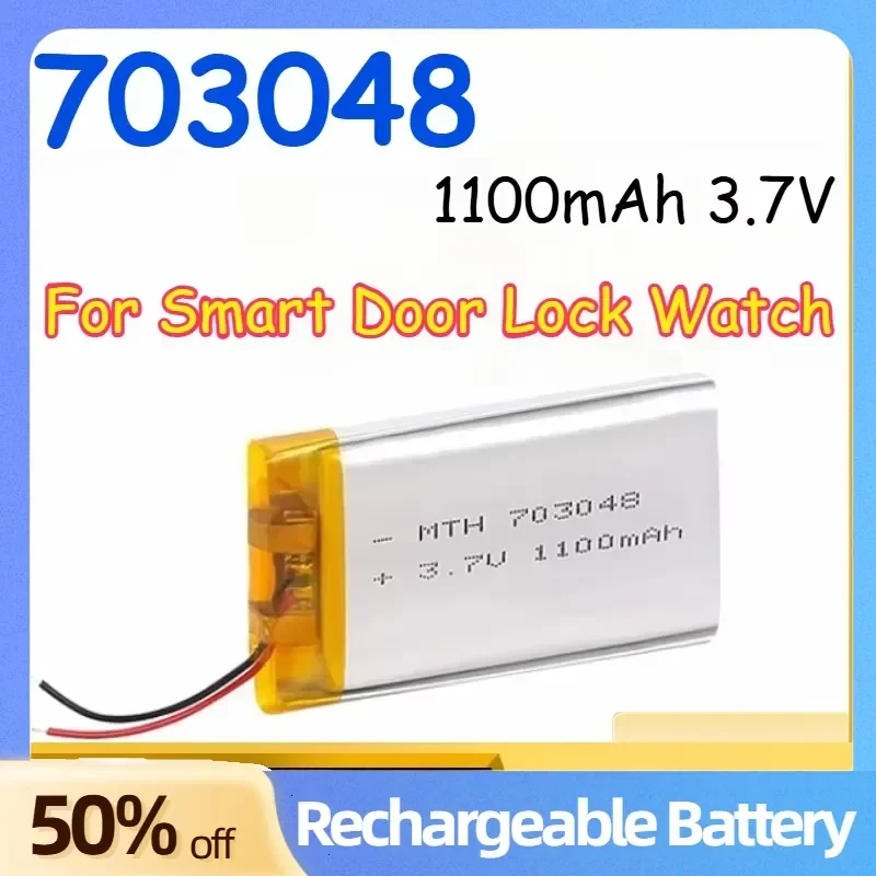 703048 Lithium Battery 1100mAh 3.7V Large Capacity for Smart Door Lock Watch Rechargeable Batteries