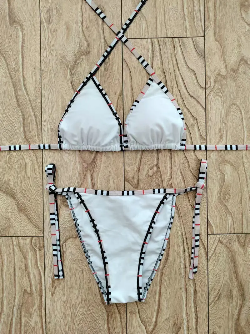 Maillot de bain noir et blanc, sexy, à la mode, ensemble deux pièces, soutien-gorge push-up, pour femmes, vêtements de plage, 2025