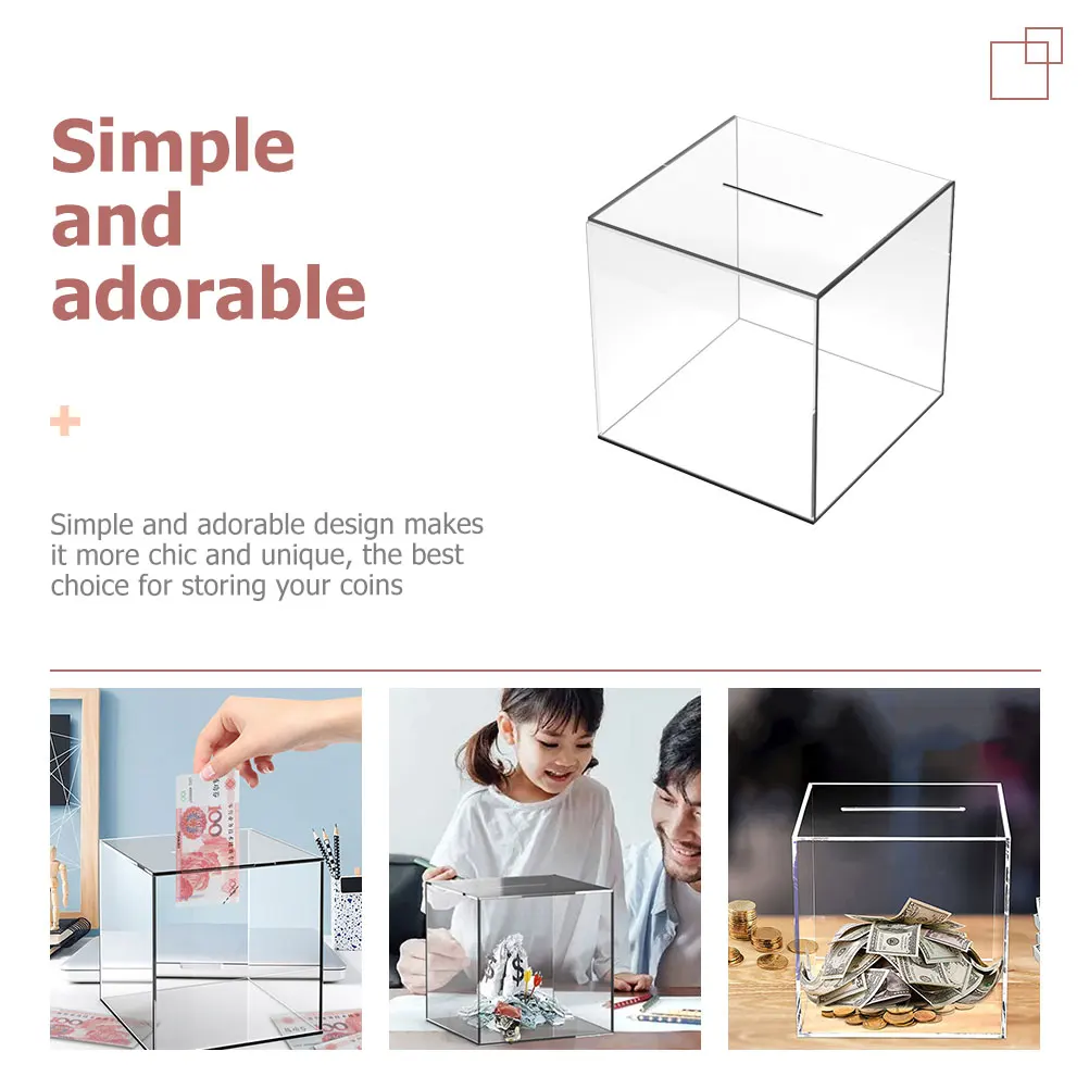 

Piggy Bank Gift Clear Money Transparent Saving Pot Container Jar Coin Daily Use Kids