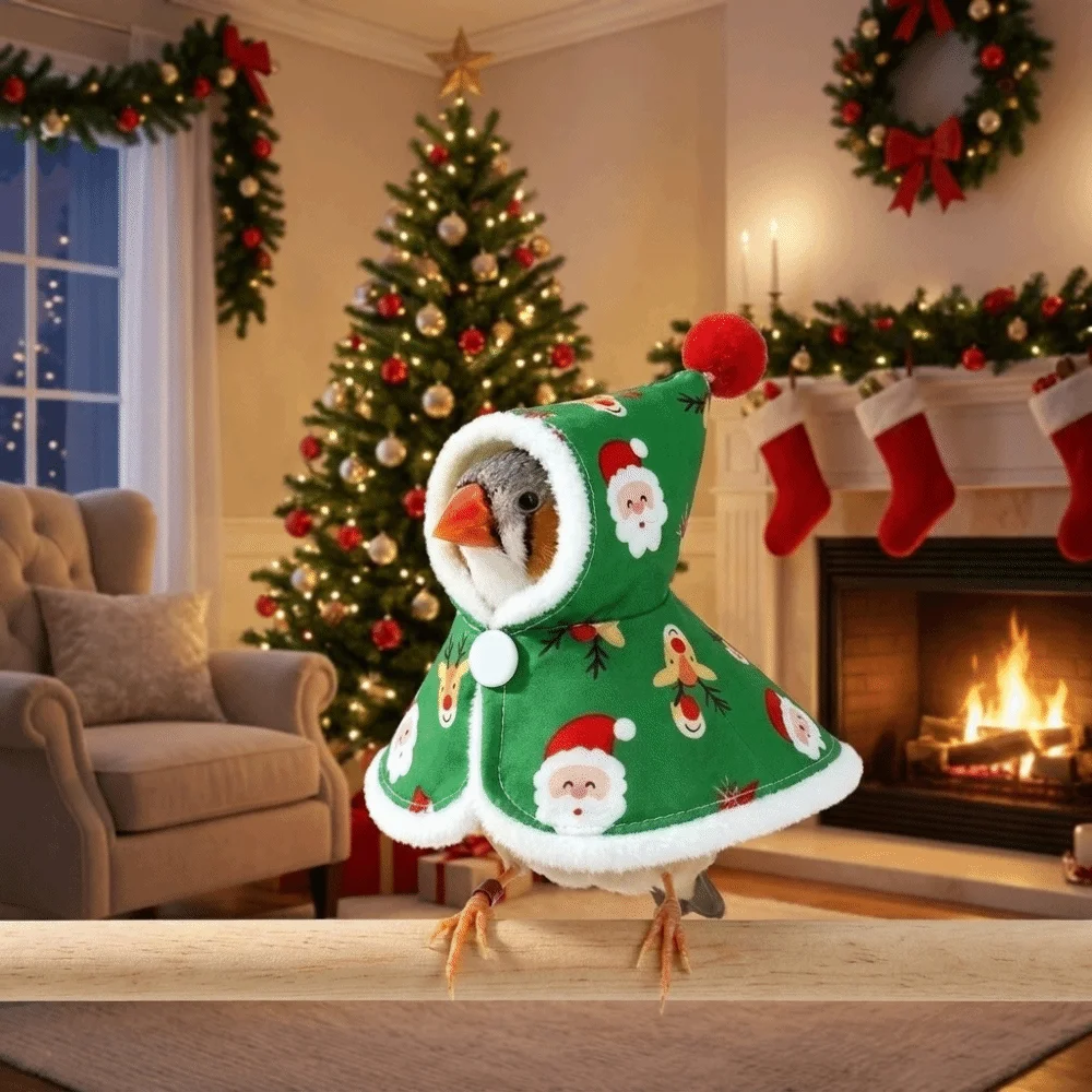 Thickened Christmas Parrot Cape Windproof Warm Winter Parrot Cloak Snap Fastening Comfortable Birds Cold Weather Gear Photo Prop