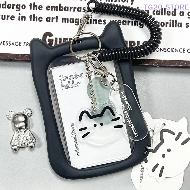 Meal Card Cat Ear Cover Photocard Holders Cute Photo Frame Student Campus Backbag Pendant Ornament Keychain ID Card Holder