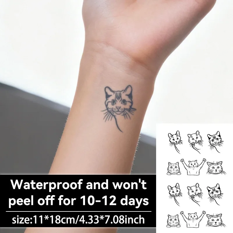 Kitten Cat Shoulder Temporary Tattoo Sticker Waterproof Fake Tattoo Body Art for Women