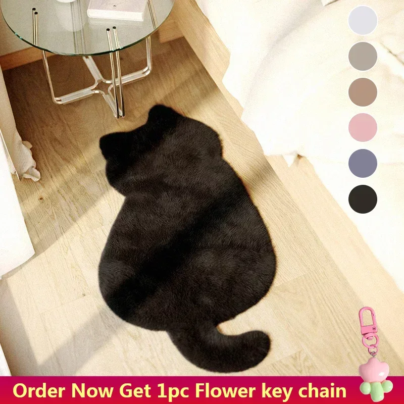 Cat Plush Carpet for Living Room Shaggy Rug Cat Patterns Floor Mat Anti-slip Long Hair Solid Bedroom Carpets Decor 카페트 러그