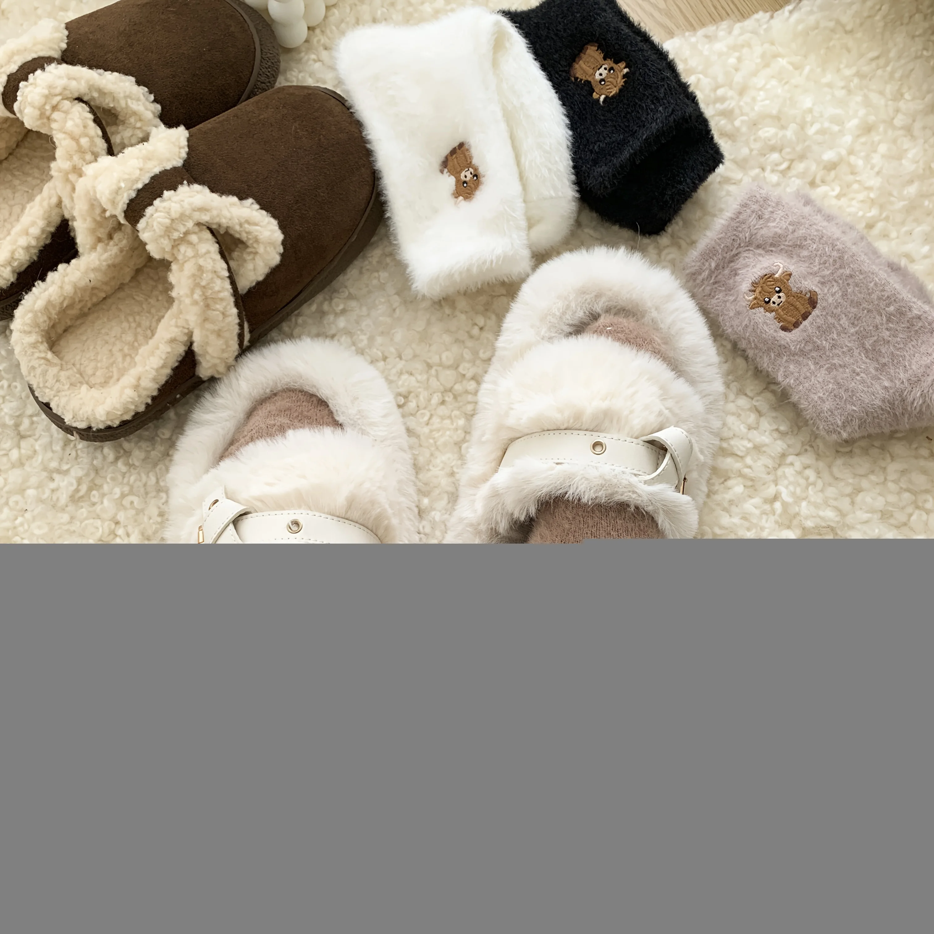 

Cozy Cow Socks: Plush, Warm & Cute! Soft Winter Indoor Socks. Hand Wash. Brown & Neutral.