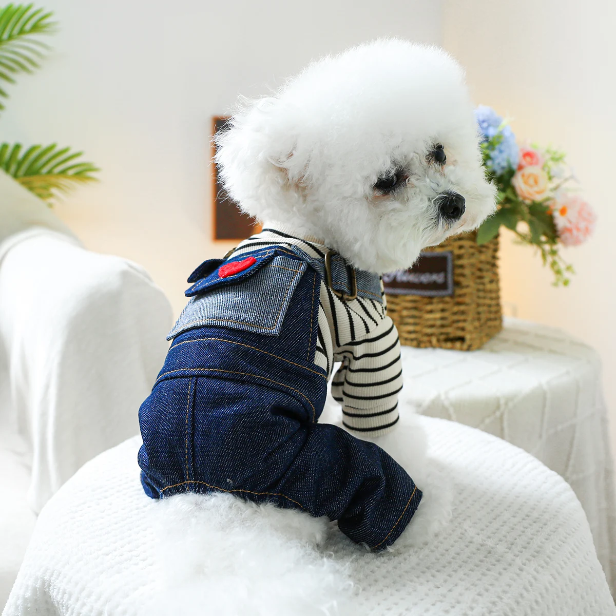 1PC Pet Clothing Spring and Autumn Love Retro Four Legged Strap Pants Suitable for Small and Medium sized Dogs