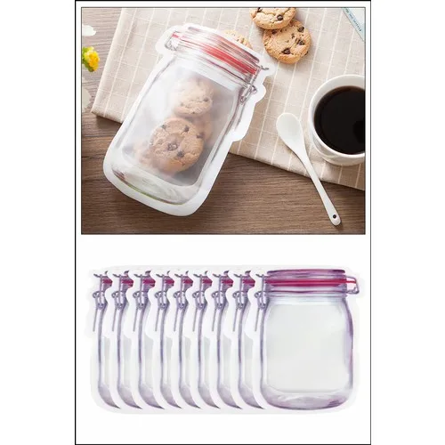 Kitchen Love 500 ml 9 Pcs Jar Looking Ziplock Storage Bag