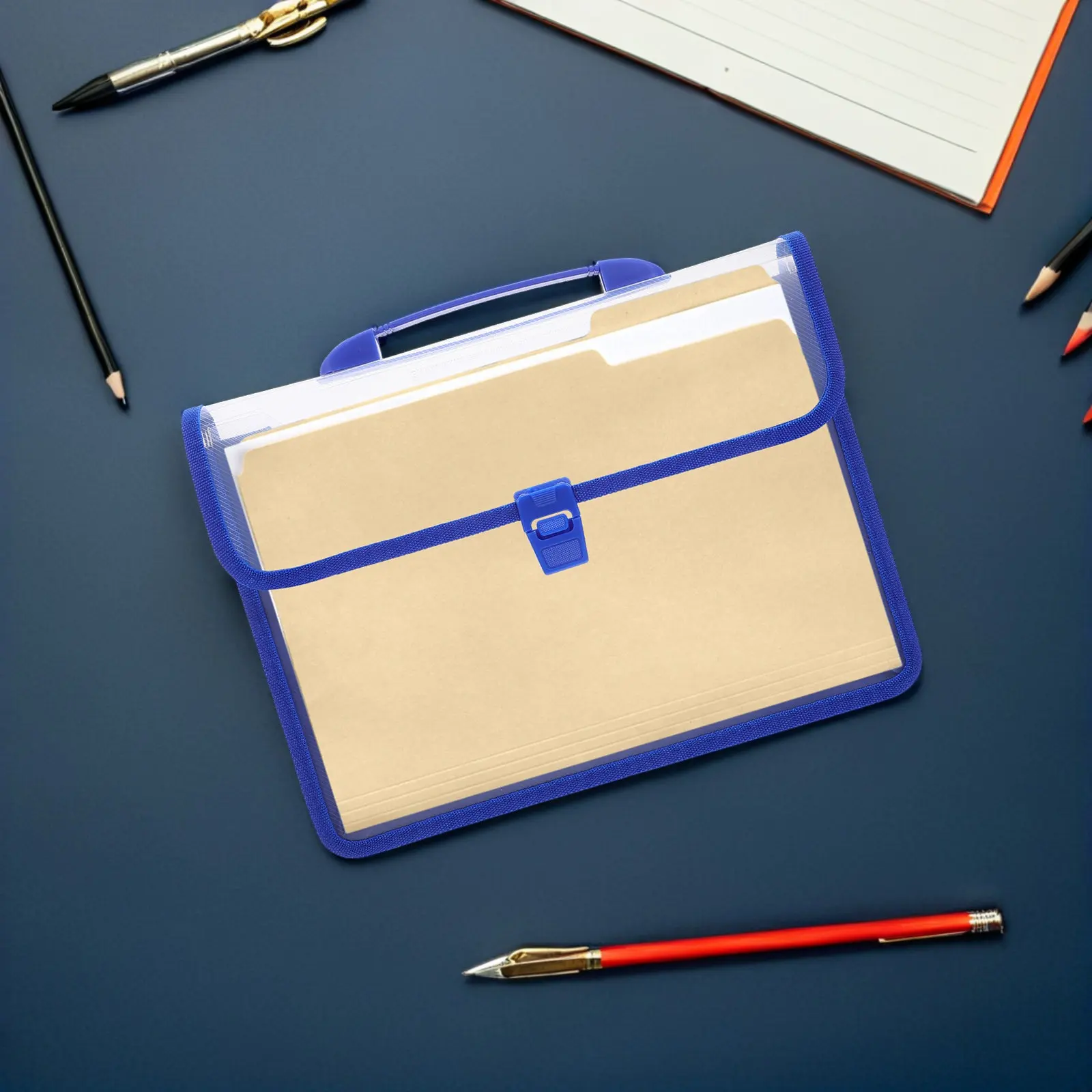 

1Set Waterproof Plastic Document Bag Clear Transparent Expandable Folder with Sturdy Handle Snap Closure Label Card Reinforced