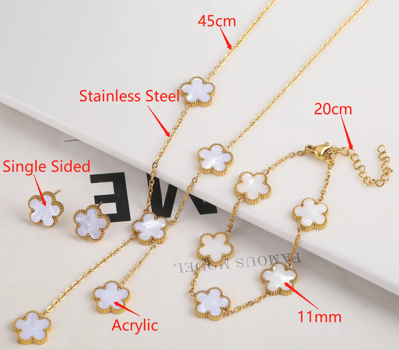 Exquisite Hot Selling Shell Five Leaf Flower Plant Adjustable Bracelet Creative Luxury Stainless Steel Gift Women\'s Clover