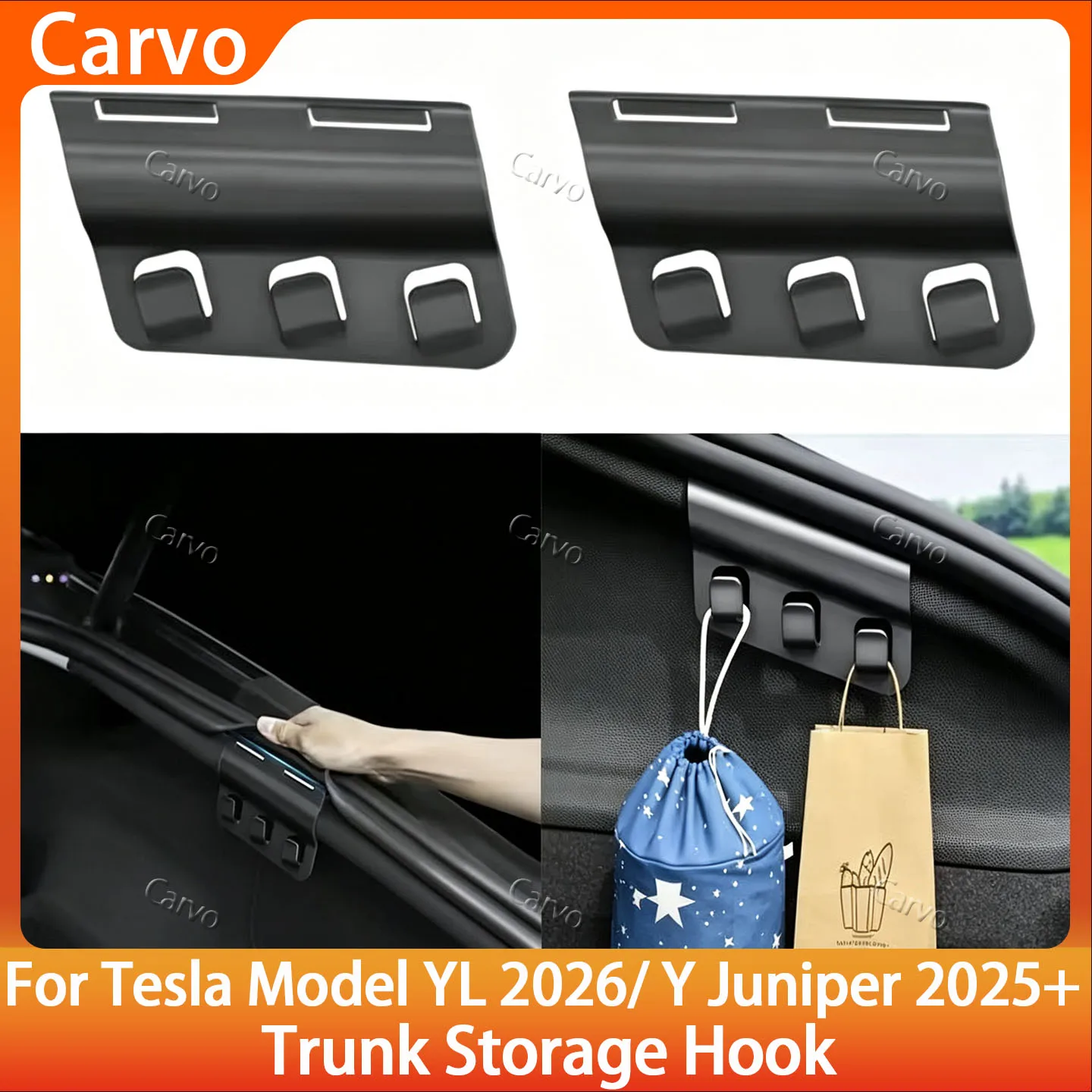 For Tesla Model YL/Y 2025-2026 RearTrunk Hook Seat Button Cargo Grocery Shopping Bag Holder Umbrella Hanger Storage Car Interior