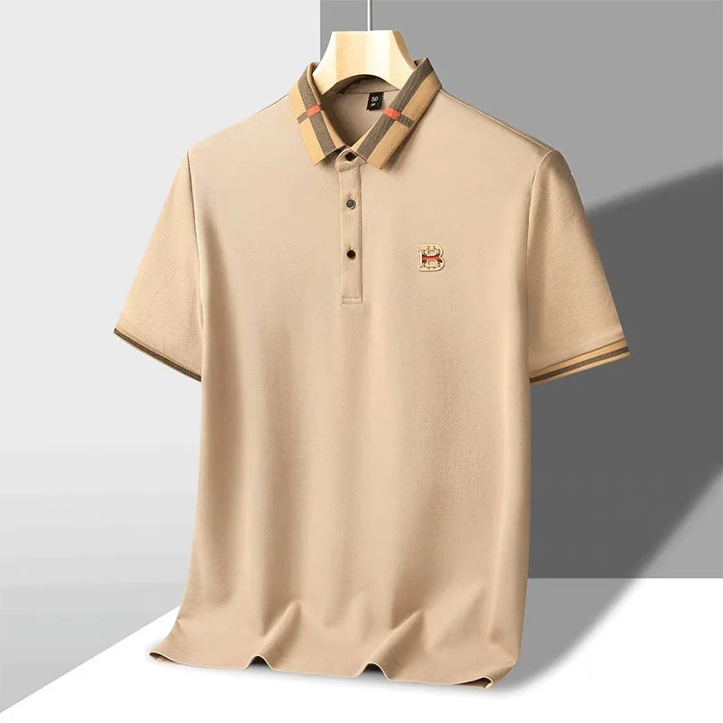 High end brand embroidered men's short sleeved pocket design polo shirt, summer new cool and breathable cotton casual T-shirt image 6