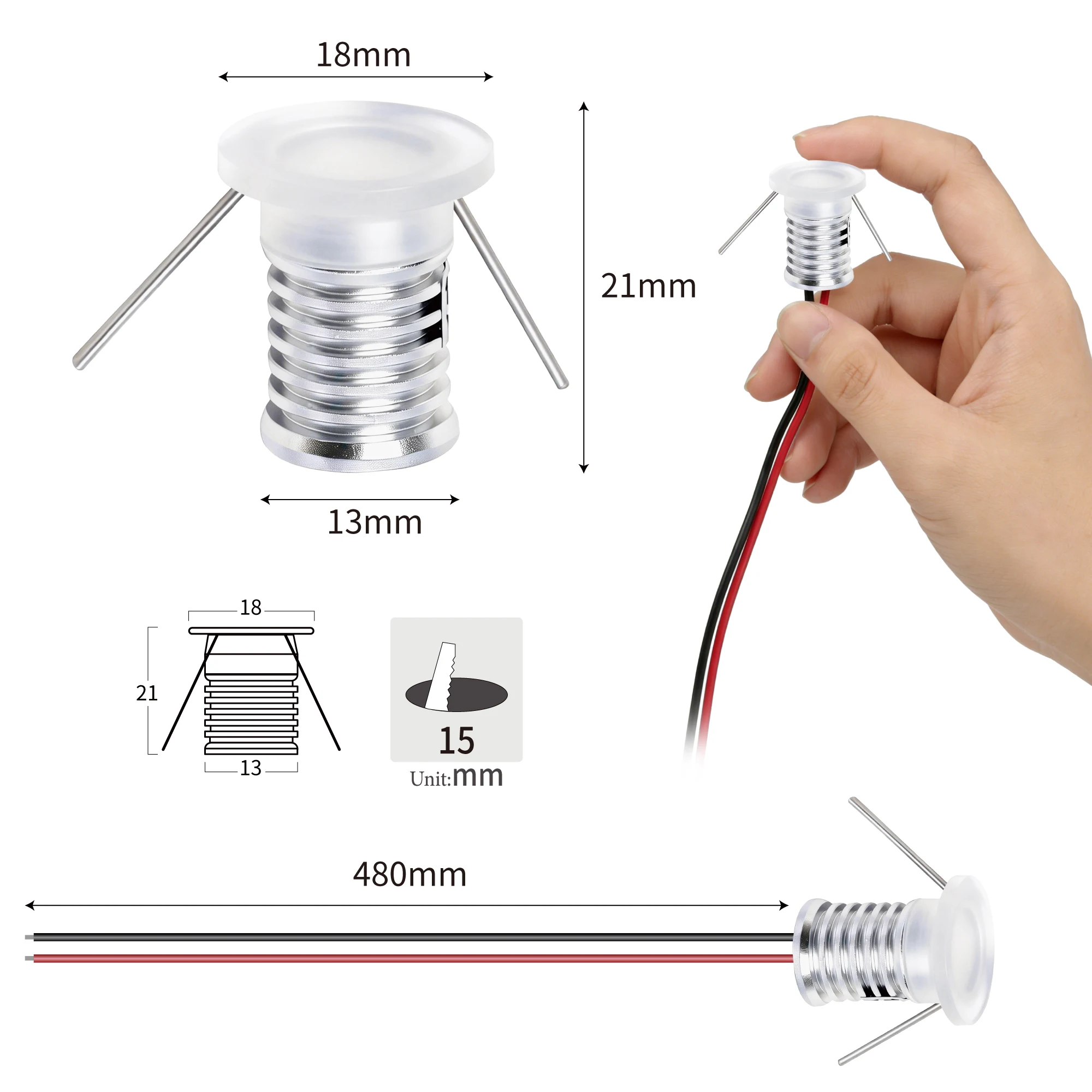Mini Led Spot Light 1W Ceiling Spotlight Acrylic Dimmable 12V Spots for home stair celing cabinet Bar Car display DIY Lighting