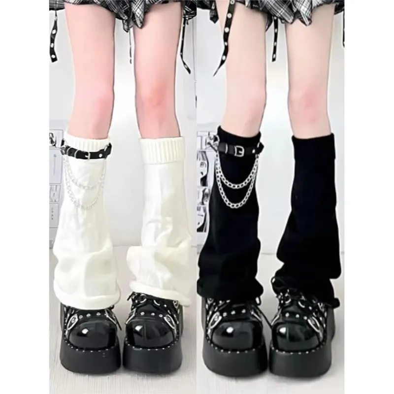 Y2K Spicy Girls JK Slouch Knee High Stacked Socks Women's Autumn/Winter Knitted Wide-Leg Striped Calf Flared Cuff Leg Warmers