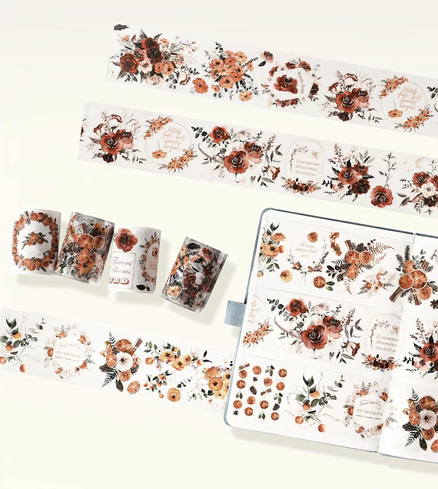 WT Studio Vintage Orange In Autumn Washi PET Tape for Plan Card Making DIY Scrapbooking Plan Decorative Sticker