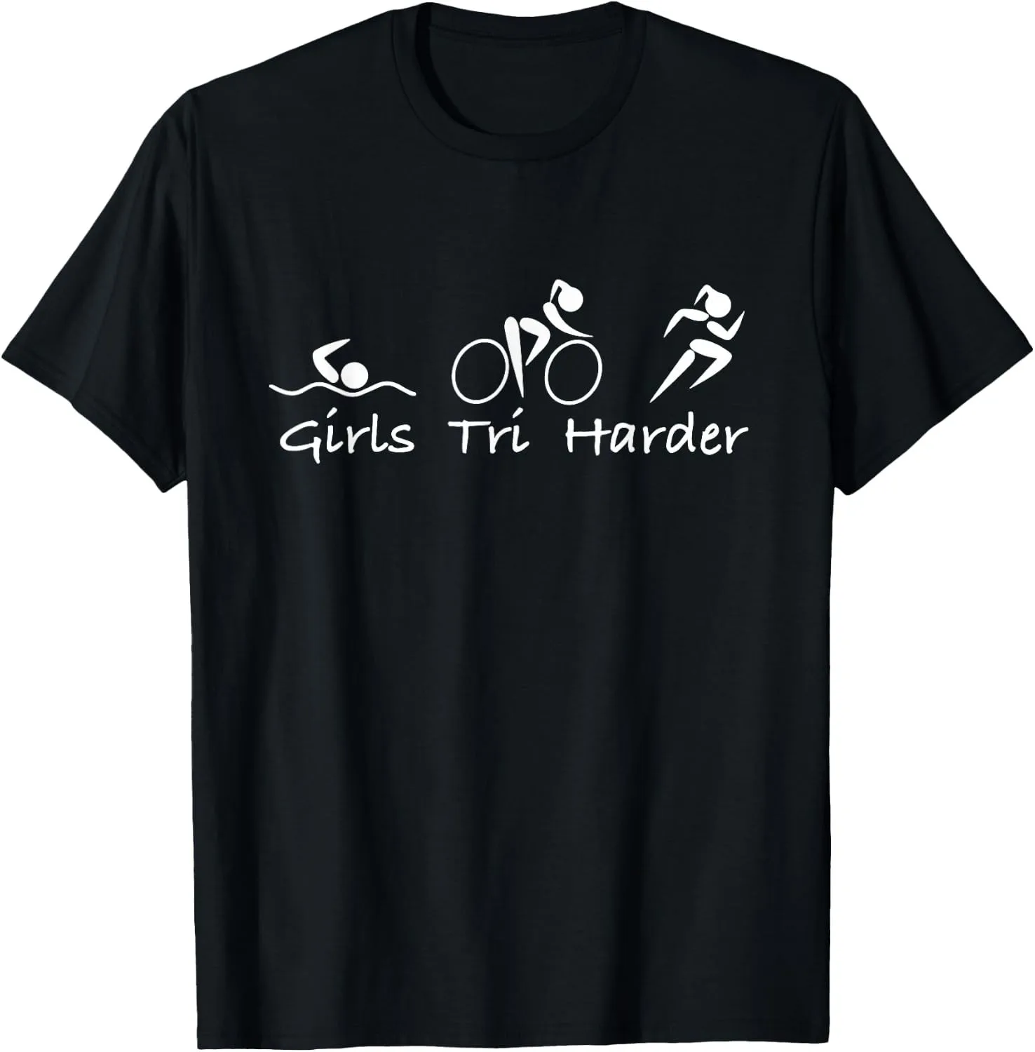 Funny Swim Bike Run Triathlon Design Men Women Triathletes T-Shirt Print on Demand Casual Short Sleeve Tee Camiseta