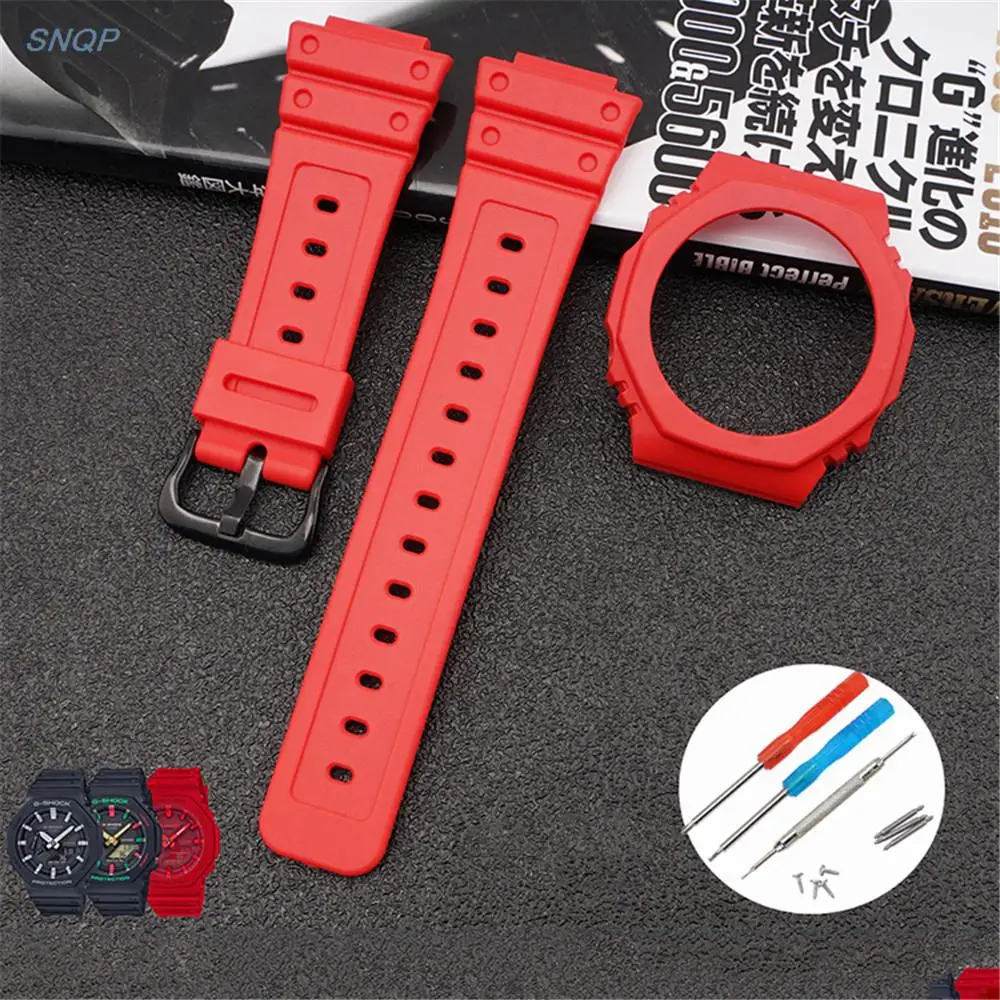 Resin Watch Band Protective Case for Casio G-Shock GA-2100 GA-2110 Rubber Quick Release Strap Bracelet Bezel Refit Accessories