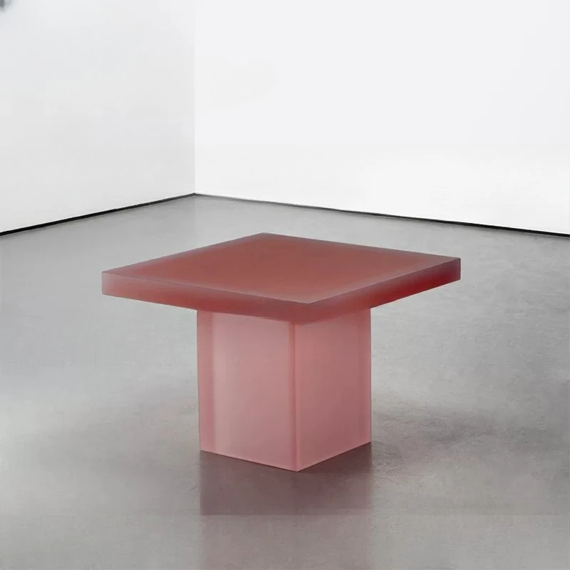 Acrylic red sofa side table, home light luxury coffee table, corner table, designer small apartment, minimalist bedside table