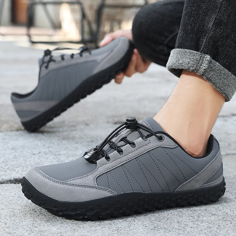 

Men Barefoot Ground Feel Versatie Style Wide Airy Mesh Toe Box Minimal Heel Stack Lining Walking Shoe Footwear Sneakers
