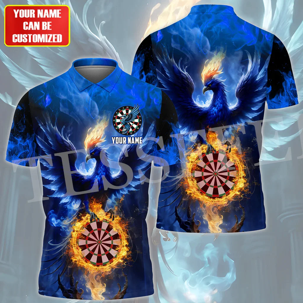 Custom Name Sports Darts Dragon Tattoo Vintage Button T-Shirt 3DPrint Summer Polo Jersey Shirts Harajuku Casual Short Sleeves X2