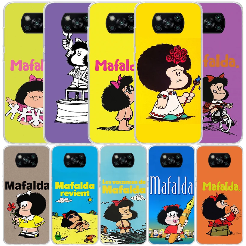 Mafalda Cartoon Phone Case For Xiaomi Poco X7 X6 X5 X4 X3 Nfc F6 F5 Pro F4 Gt F3 F2 F1 M5S M4 M3 M2 Soft TPU Back Cover