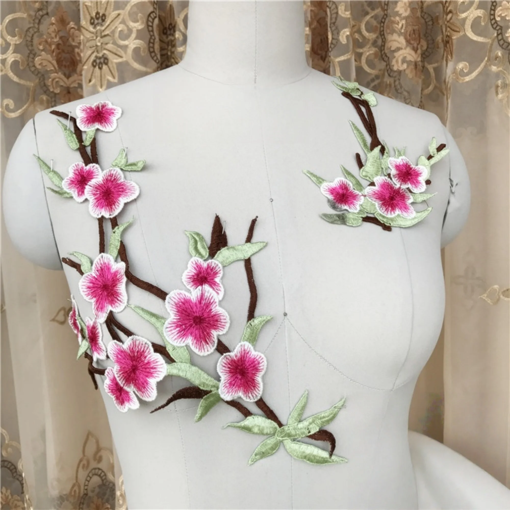 

Набор вышитых аппликаций из цветов сливы, 6 цветов, нашивки с вышитыми цветами для платья, принадлежности для самостоятельного изготовления, для платья с цветами